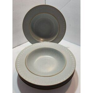 Martha Stewart Green Punctuation Embossed Zig Zag Dot Band Pasta/Soup Rim Bowls